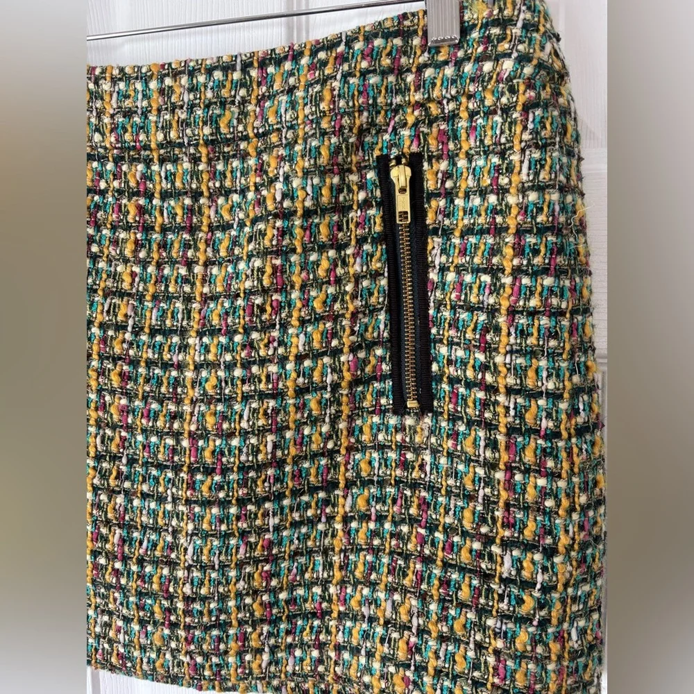 J.Crew multicolor tweed mini skirt with front zip pockets size 4_2